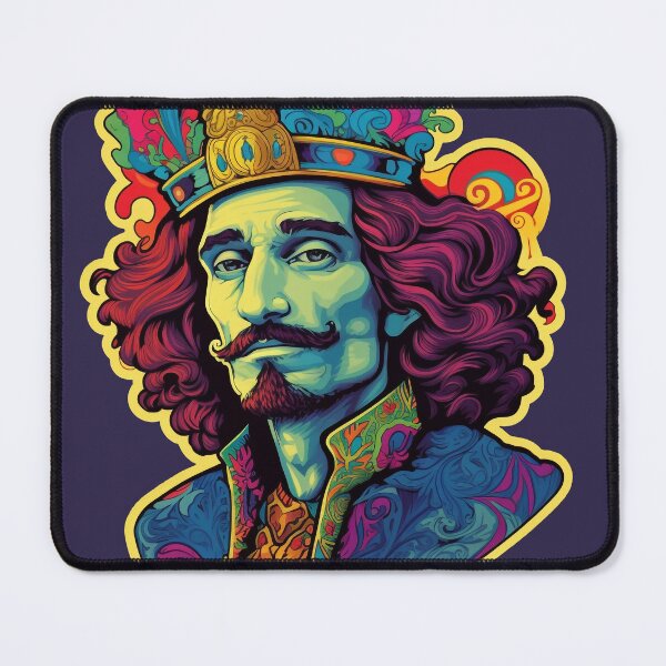 Item preview, King Charles Portrait - Colorful Aesthetic Psychedelic Art  designed and sold by NapNapSleeper.