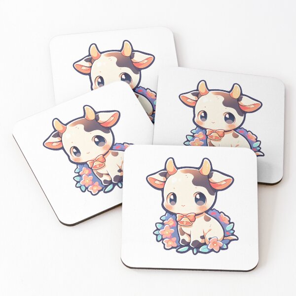 Item preview, Cute Cottagecore Baby Cow in Summer Flowers designed and sold by CozyKawaiiArt.