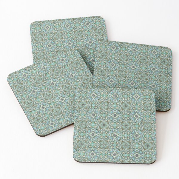 Item preview, Delicate Floral Geometric Pattern in Pale Blues and Greens designed and sold by Trevor Hirst.