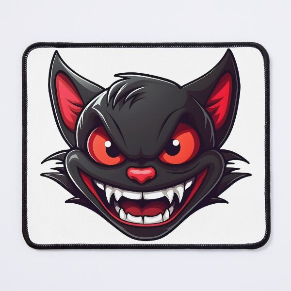 Item preview, Devil cat - Evil cat - Black cat - Red eyes - Sharp fangs - Black fur - Pointy ears designed and sold by StickerForDays.