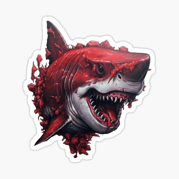 Killing Machine - Mythical Red Shark & Blood Sticker