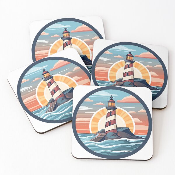 Item preview, colorful lighthouse on rock in ocean  - Different logo size, position? Email me -  designed and sold by Picture-Art.