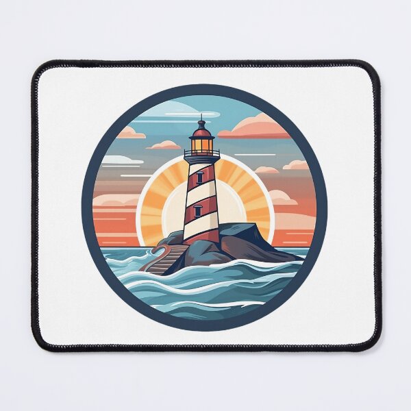Item preview, colorful lighthouse on rock in ocean  - Different logo size, position? Email me -  designed and sold by Picture-Art.