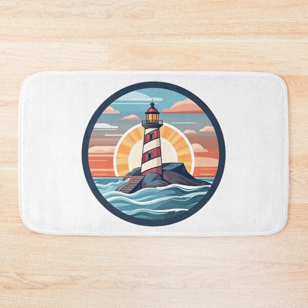 Item preview, colorful lighthouse on rock in ocean  - Different logo size, position? Email me -  designed and sold by Picture-Art.