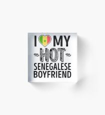 I Love My HOT Senegalese Boyfriend - Cute Senegal Couples Romantic Love T-Shirts & Stickers Acrylic Block