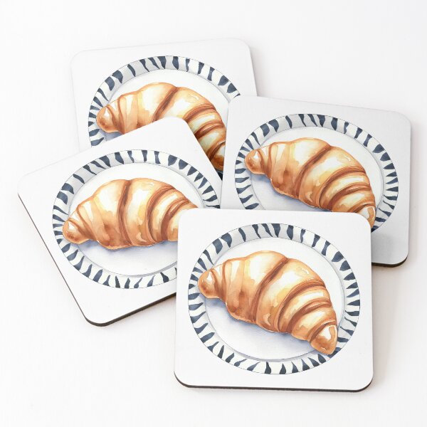 Item preview, Croissant on plate designed and sold by pocketart2023.