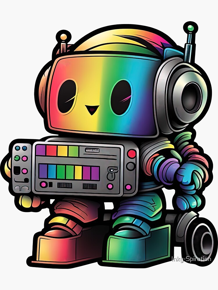 Cute Robot sticker 5 Sticker for Sale by Inky-Spiration