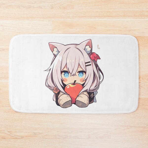 Item preview, Cute Kawaii Anime Cat Girl with an Apple designed and sold by CozyKawaiiArt.