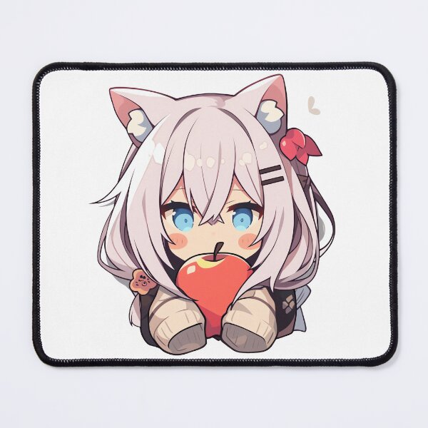 Item preview, Cute Kawaii Anime Cat Girl with an Apple designed and sold by CozyKawaiiArt.