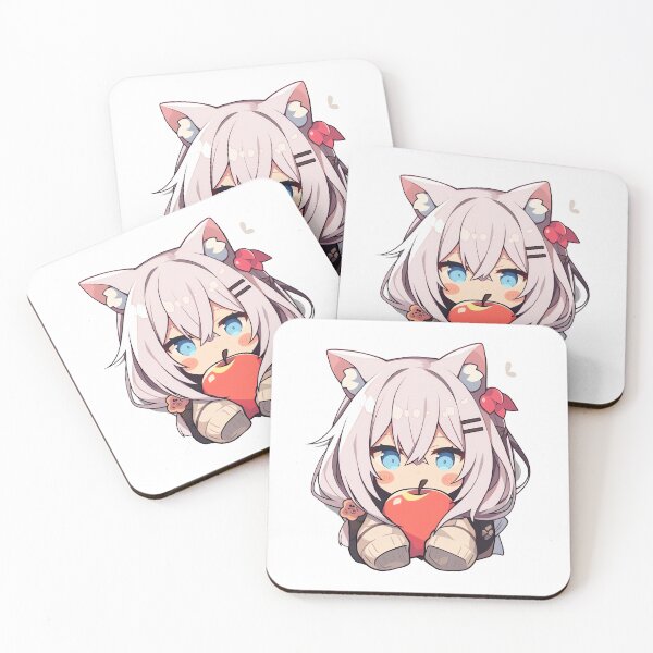 Item preview, Cute Kawaii Anime Cat Girl with an Apple designed and sold by CozyKawaiiArt.