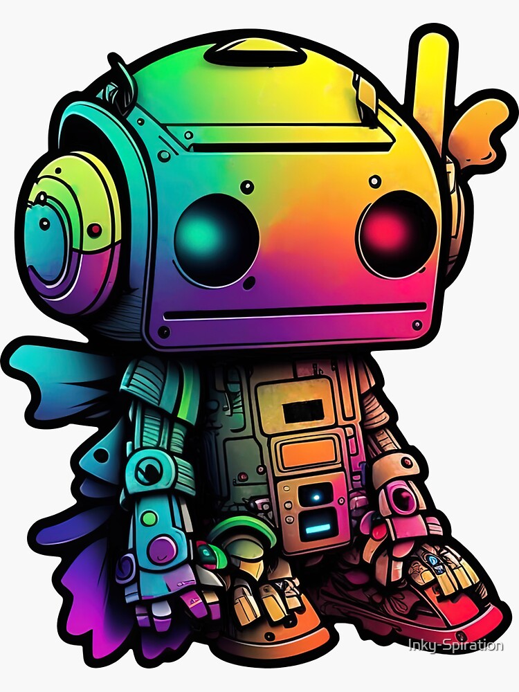 Cute Robot sticker 15 Sticker for Sale by Inky-Spiration