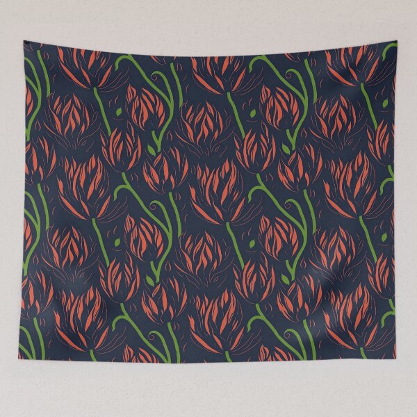 Aperçu de l'œuvre motif de fleurs art ligne verte rose créée et vendue par HarshBrown.