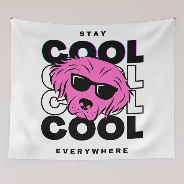 Item preview, Stay Cool Everywhere design with colorful dog face designed and sold by Popular Designs.