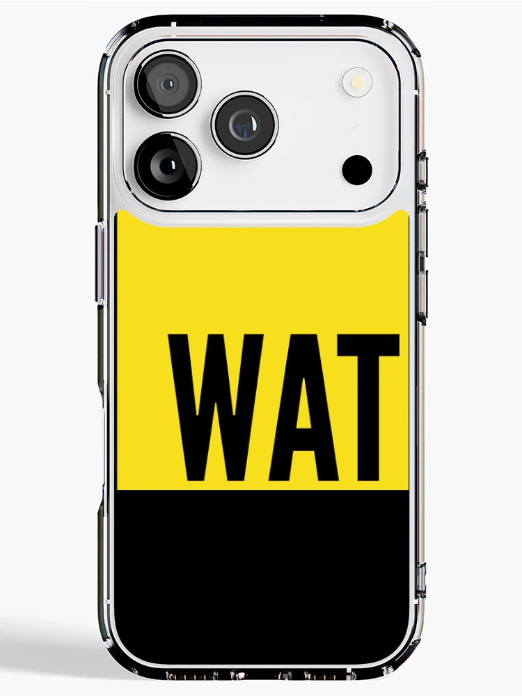 Thumbnail 1 of 5, iPhone Case, WAT JS - Yellow Design to Tease JavaScript Programmers designed and sold by geeksta.