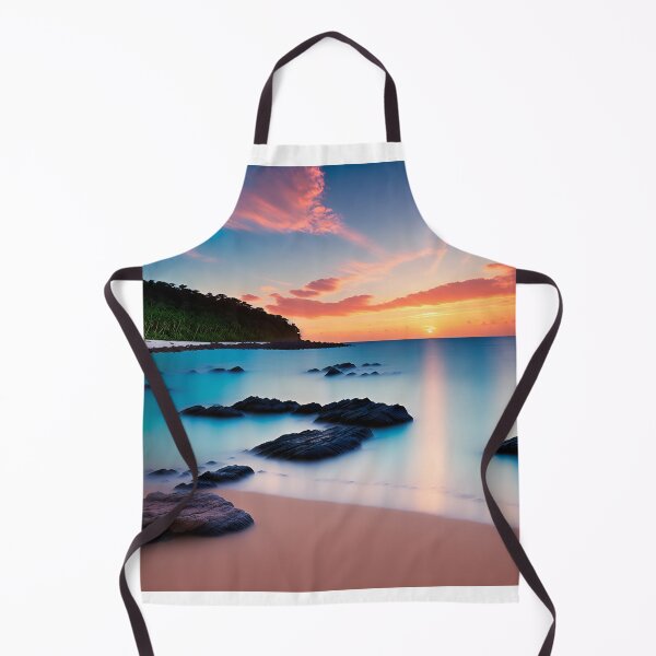 Item preview, A Serene Beachfront View With a Vibrant Sunset and a Tranquil Ocean, Ai Generated Art designed and sold by AiGens.
