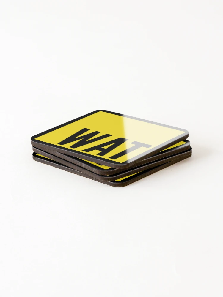 Thumbnail 4 of 5, Coasters (Set of 4), WAT JS - Yellow Design to Tease JavaScript Programmers designed and sold by geeksta.