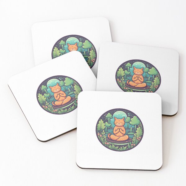 Item preview, Yoga Cat in a peaceful garden designed and sold by Scribblescapes.