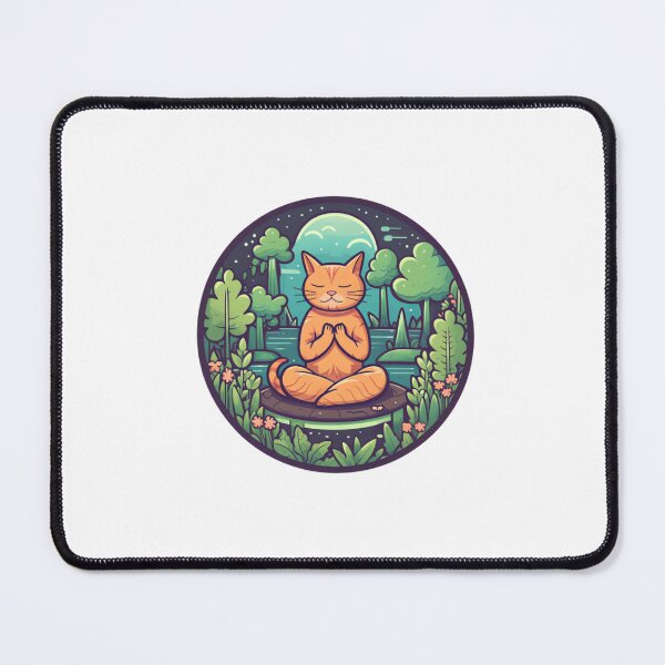 Item preview, Yoga Cat in a peaceful garden designed and sold by Scribblescapes.