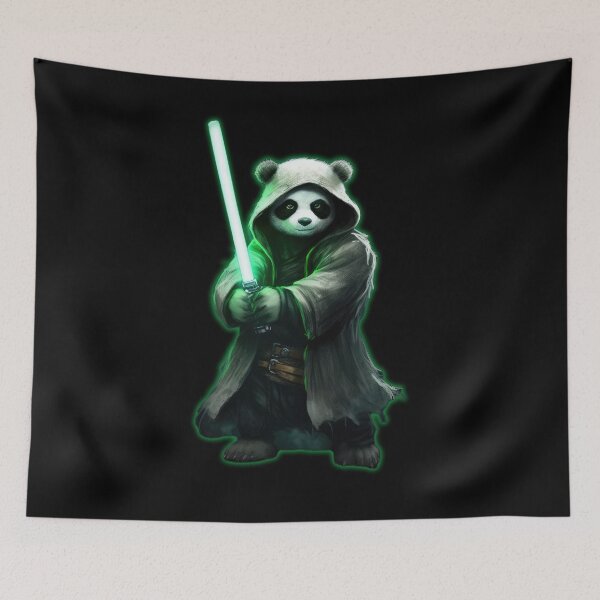 Item preview, Shining Panda Bear Luke with lightsaber - May the bamboo be with you designed and sold by Pixelboys.