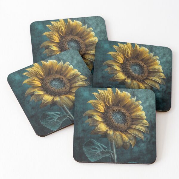 Item preview, "Golden Gaze": Elegant Dark Teal and Gold Sunflower Art Print, Hyperrealistic Wall Decor, UHD 4:5 Ratio StateofHuman Collection Piece" designed and sold by stateofhuman.