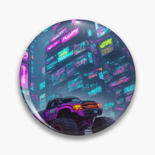 Item preview, Neon Thunder: Experience the thrill of a cyberpunk monster truck racing through the cityscape. designed and sold by RedArtG09.