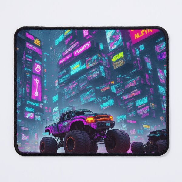 Item preview, Neon Thunder: Experience the thrill of a cyberpunk monster truck racing through the cityscape. designed and sold by RedArtG09.