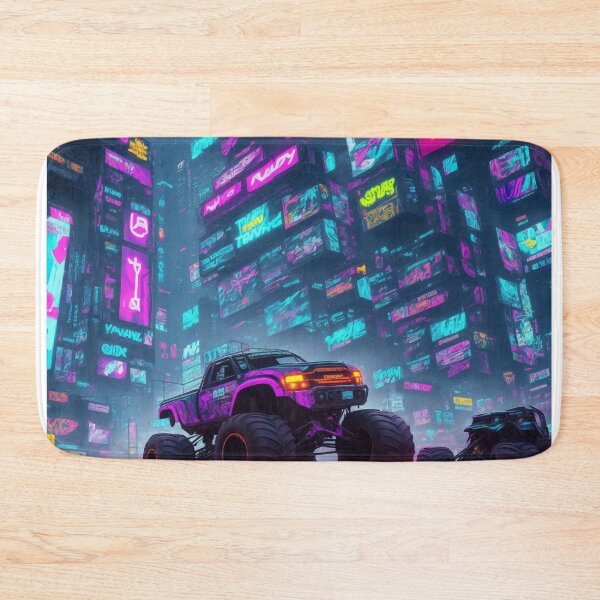 Item preview, Neon Thunder: Experience the thrill of a cyberpunk monster truck racing through the cityscape. designed and sold by RedArtG09.