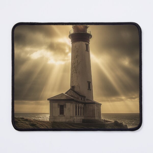 Item preview, "Guiding Light in the Storm" - Atmospheric Lighthouse Art Print designed and sold by stateofhuman.