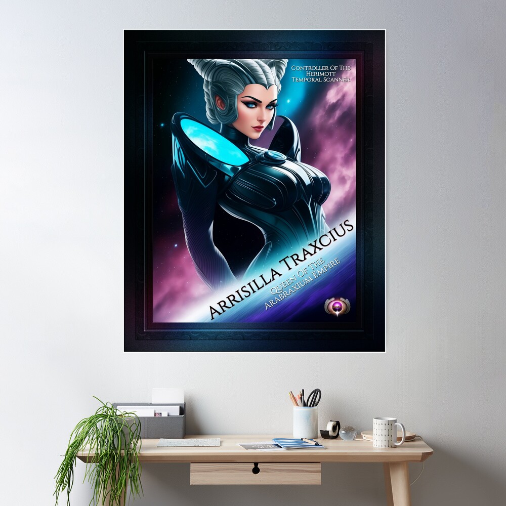 The Temporal Star Queen Arrisilla Traxcius AI Concept Art by Xzendor7 - The Captivating Beauty Of The Temporal Scanner 2 The Temporal Star Queen Arrisilla Traxcius Beautiful AI Concept Art Portrait by Xzendor7 Wall Decor Poster