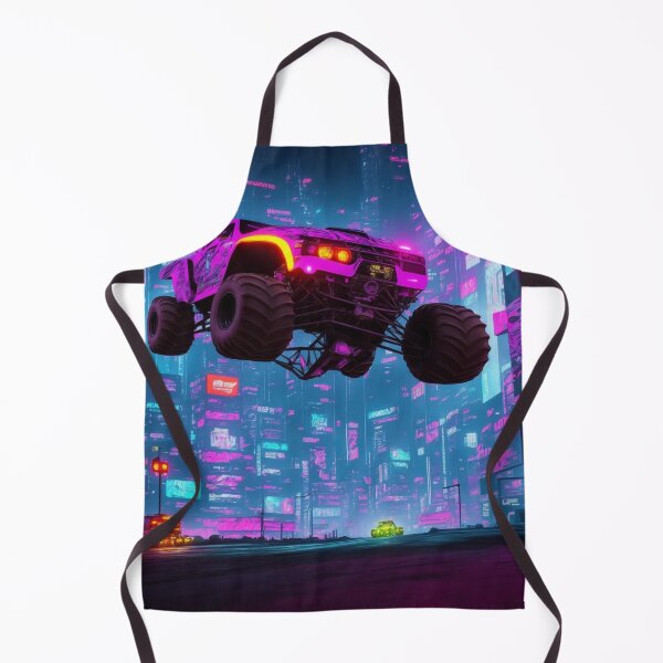Item preview, Cyber Monster: Witness the power of a neon-lit monster truck tearing through a futuristic city. designed and sold by RedArtG09.