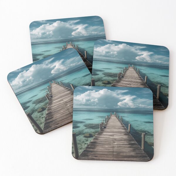 Item preview, "Serenity By The Sea" - A Vibrant UHD Art Piece of a Wooden Pier Over Turquoise Water, Inspired by Maranao and Indonesian Art designed and sold by stateofhuman.