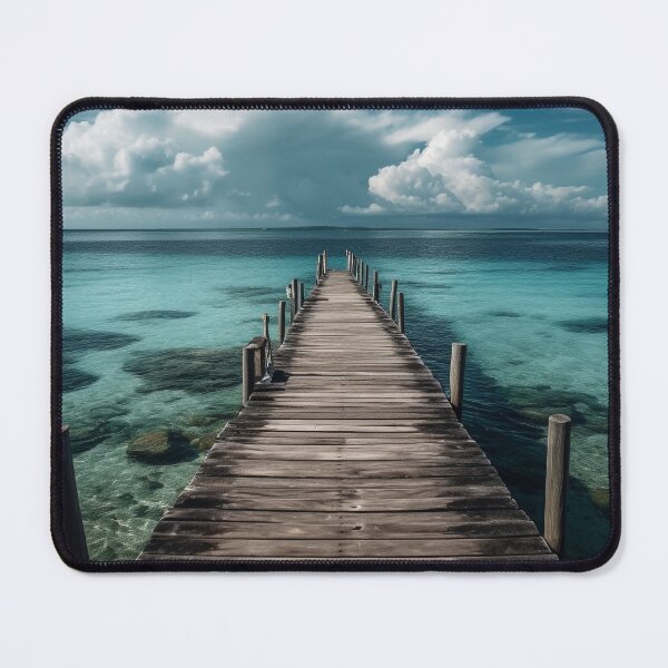 Item preview, "Serenity By The Sea" - A Vibrant UHD Art Piece of a Wooden Pier Over Turquoise Water, Inspired by Maranao and Indonesian Art designed and sold by stateofhuman.