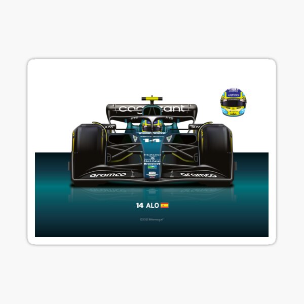 Fernando Alonso 2023 Formula 1 Aston Martin Racing Car Sticker