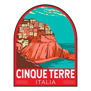Artwork thumbnail, Cinque Terre Italy Travel Art Emblem by KrisSidDesigns