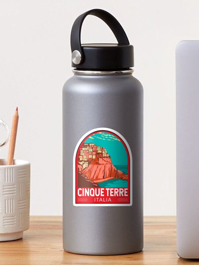 Thumbnail 1 of 3, Sticker, Cinque Terre Italy Travel Art Emblem designed and sold by KrisSidDesigns.
