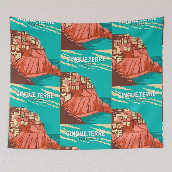 Item preview, Cinque Terre Italy Travel Art Vintage designed and sold by KrisSidDesigns.