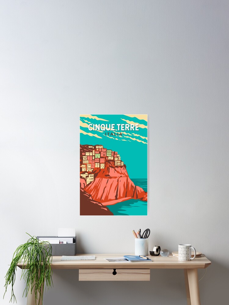 Thumbnail 2 of 3, Poster, Cinque Terre Italy Travel Art Vintage designed and sold by KrisSidDesigns.