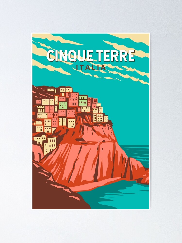 Thumbnail 1 of 3, Poster, Cinque Terre Italy Travel Art Vintage designed and sold by KrisSidDesigns.