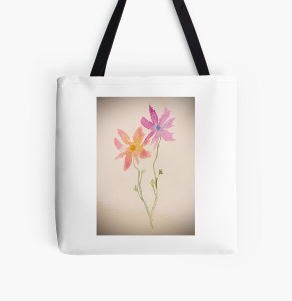 Watercolor Flowers All Over Print Tote Bag