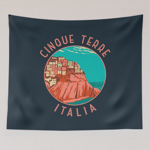 Item preview, Cinque Terre Italy Distressed Circle designed and sold by KrisSidDesigns.