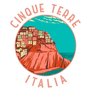 Artwork thumbnail, Cinque Terre Italy Distressed Circle by KrisSidDesigns