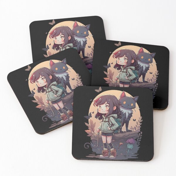 Item preview, Angry Girl & Cat Kawaii Anime Black Cat Lover Halloween designed and sold by SecretDicer.