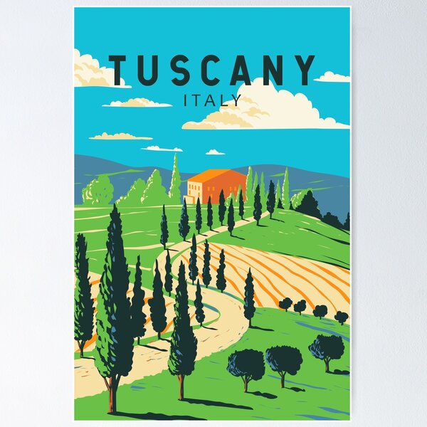Item preview, Tuscany Italy Vineyard Travel Art Vintage designed and sold by KrisSidDesigns.