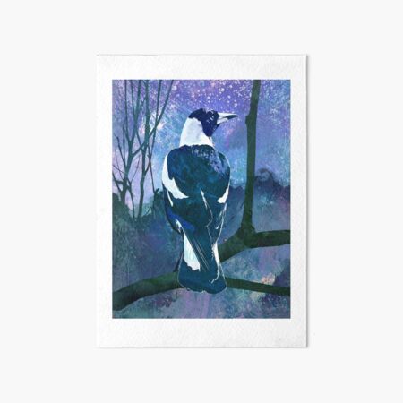 Moonlit Magpie Art Board Print