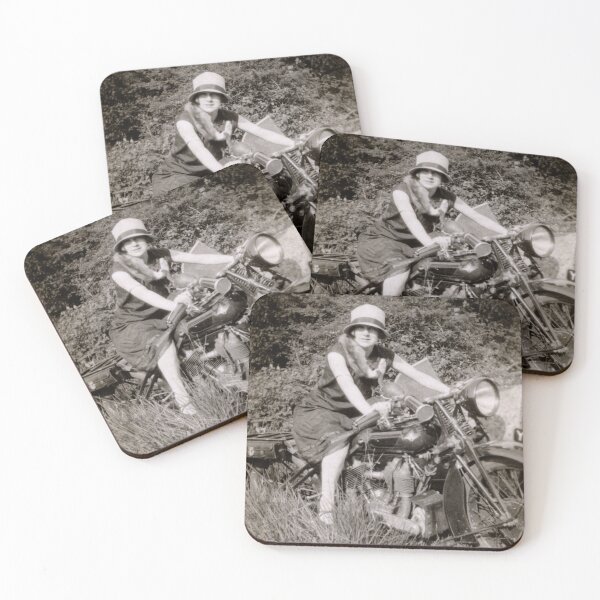 Item preview, Young Lady on a Coventry Eagle Motorbike 1920s designed and sold by Flo Smith.