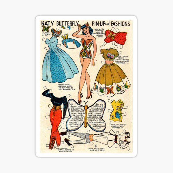 Item preview, Katy Butterfly Pin Up and Fashions (1955) - Vintage Paper Doll designed and sold by SALON DES ARTS.
