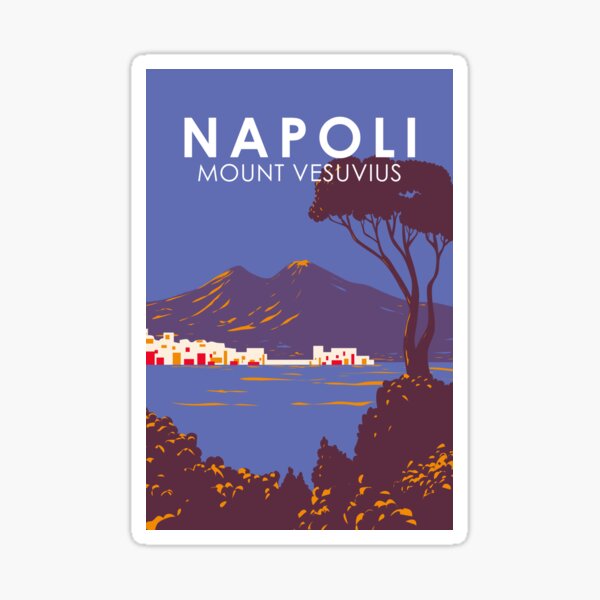 Item preview, Naples Mount Vesuvius  Travel Art Vintage designed and sold by KrisSidDesigns.