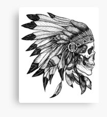 Skull Indian Headdress Chief Canvas Print