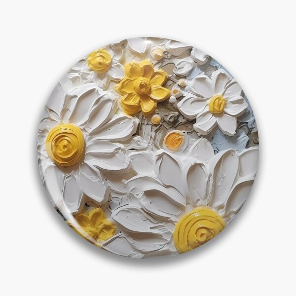 Item preview, Yellow and white flowers artistic texture impasto brush strokes abstract decorative painting01 designed and sold by UnaWu533.