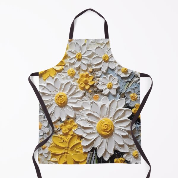 Item preview, Yellow and white flowers artistic texture impasto brush strokes abstract decorative painting01 designed and sold by UnaWu533.